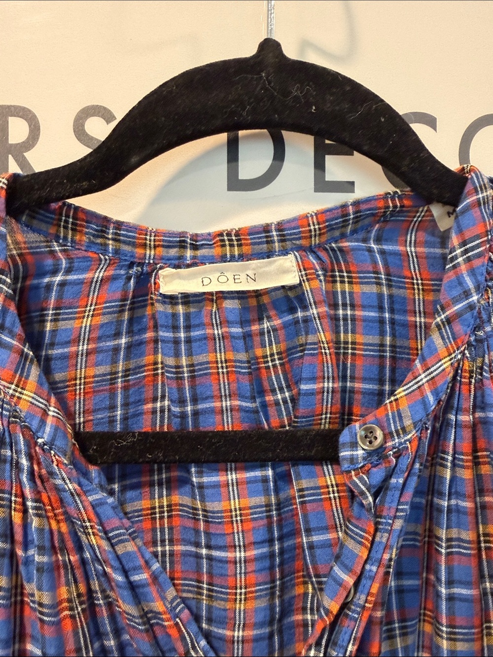Doen Blue and Red Plaid Button-Front Top - Picture 2 of 2